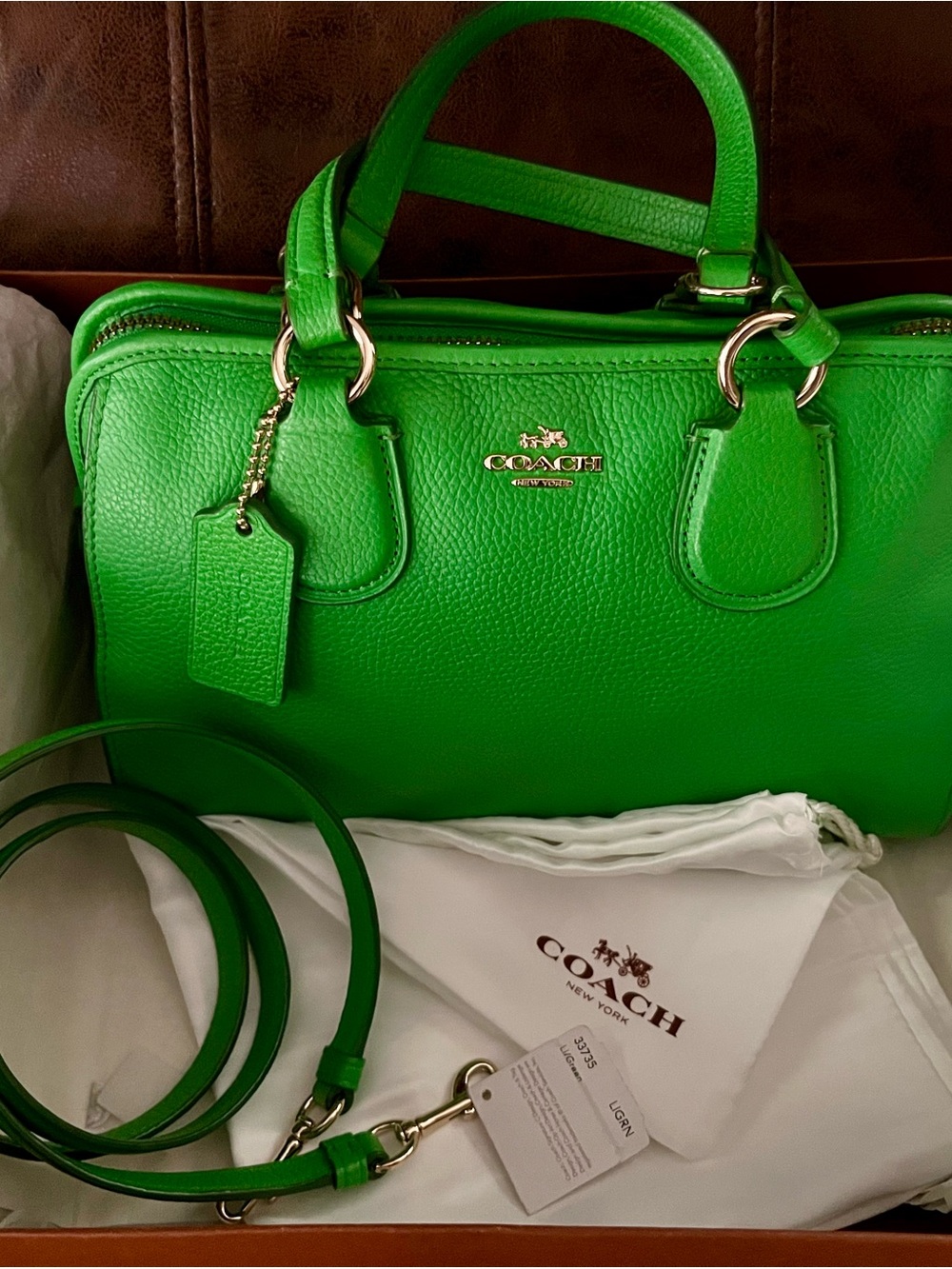 Green Coach Mini Nolita Satchel in Pebbled Leather